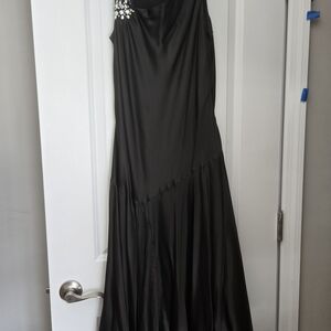 Elegant Black Satin Maxi Dress